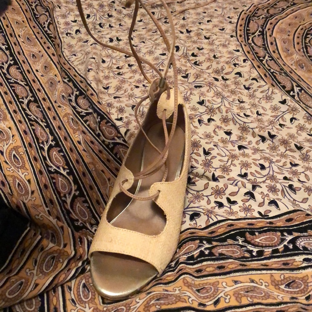 Lace up high heeled sandals